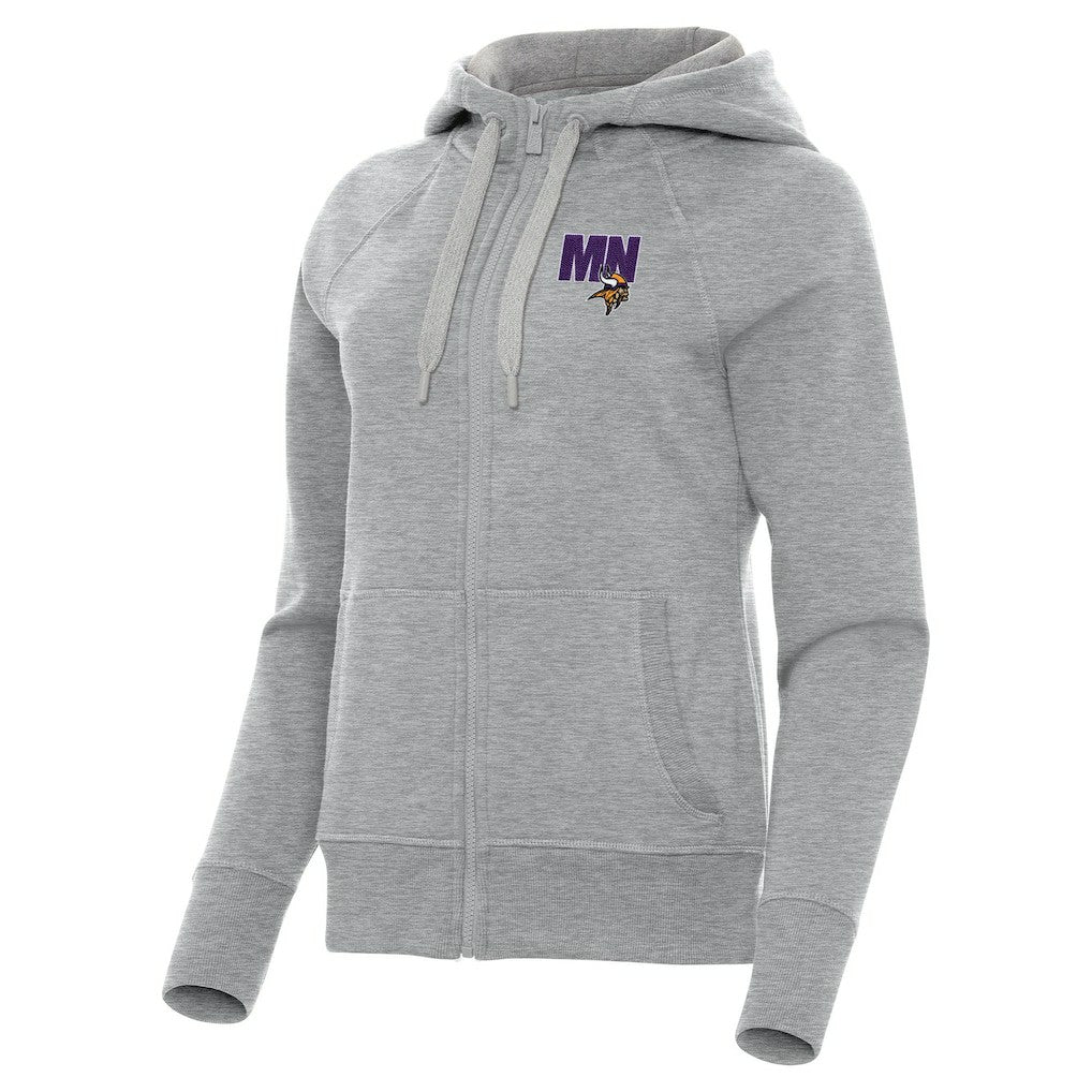 Minnesota Vikings Antigua Women's Victory Full-Zip Hoodie - Heather Gray - NFL