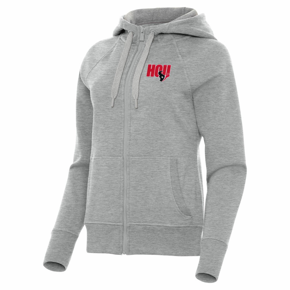Houston Texans Antigua Women's Victory Full-Zip Hoodie - Heather Gray - NFL
