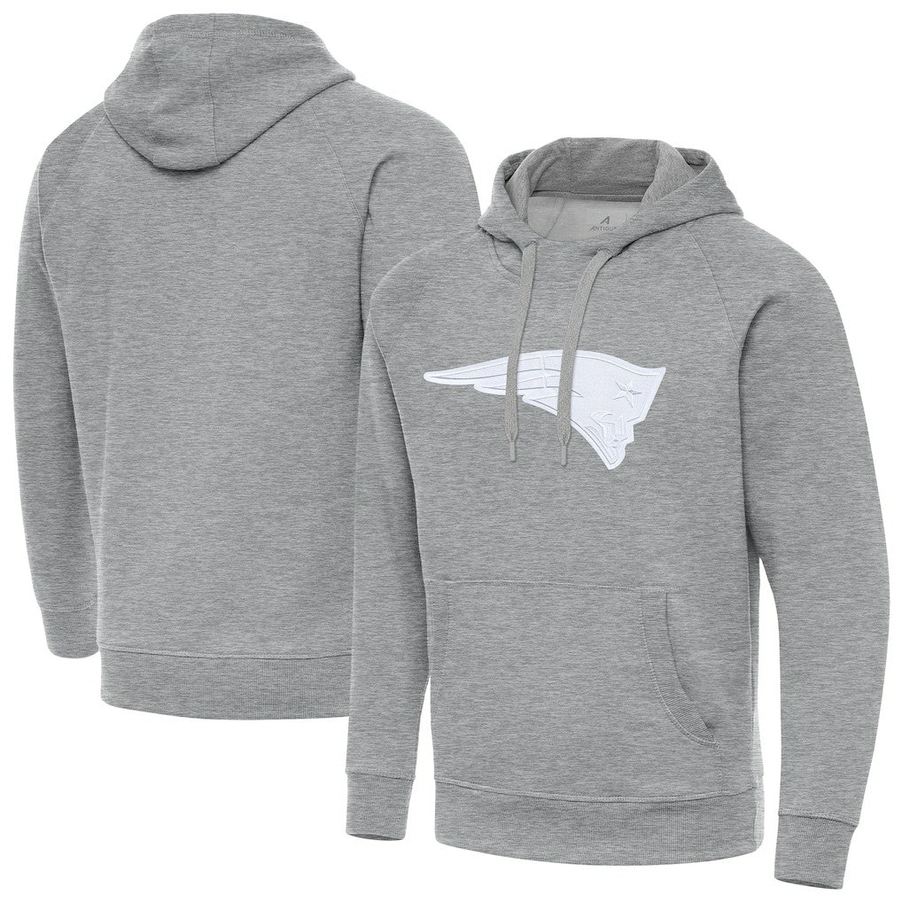New England Patriots Antigua Victory Pullover Hoodie - Heather Gray - NFL