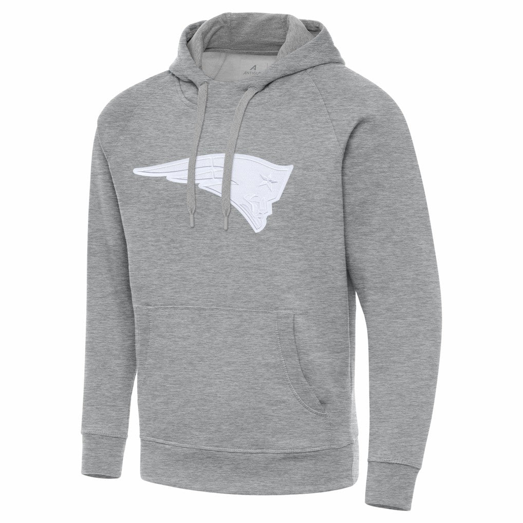 New England Patriots Antigua Victory Pullover Hoodie - Heather Gray - NFL