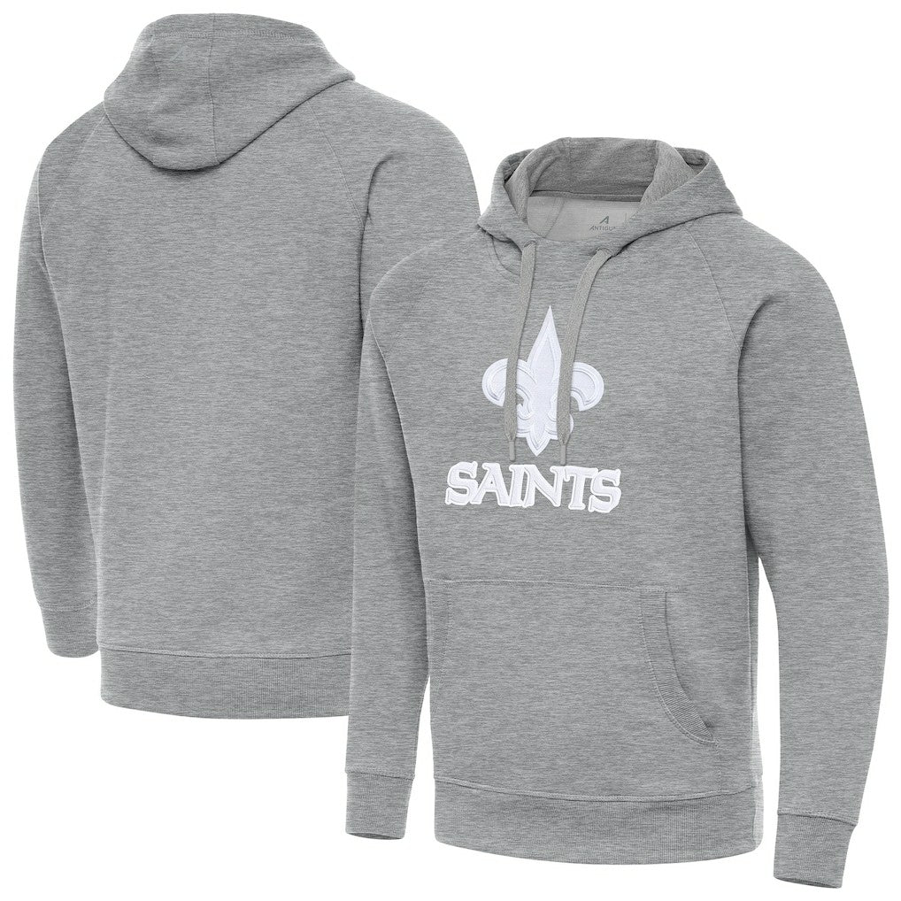 New Orleans Saints Antigua Victory Pullover Hoodie - Heather Gray - NFL