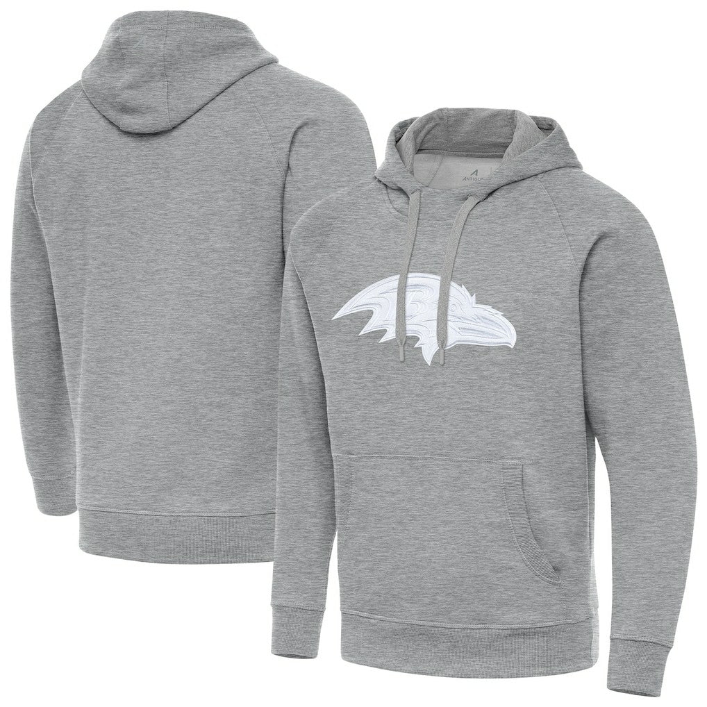Baltimore Ravens Antigua Victory Pullover Hoodie - Heather Gray - NFL