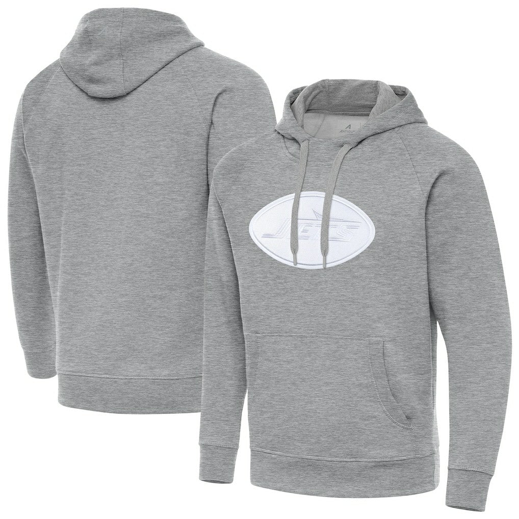 New York Jets Antigua Victory Pullover Hoodie - Heather Gray - NFL