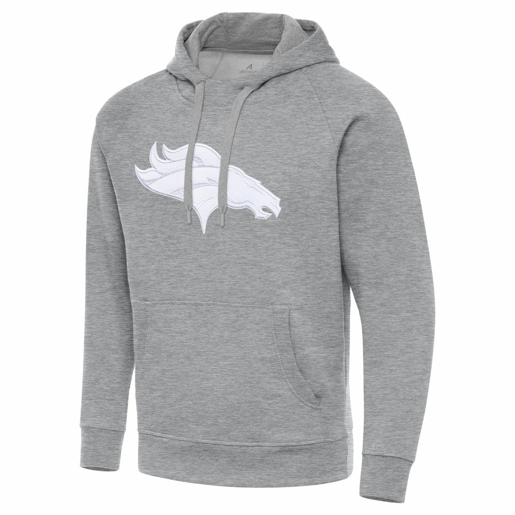 Denver Broncos Antigua Victory Pullover Hoodie - Heather Gray - NFL