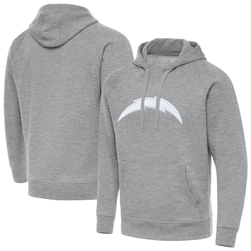 Los Angeles Chargers Antigua Victory Pullover Hoodie - Heather Gray - NFL