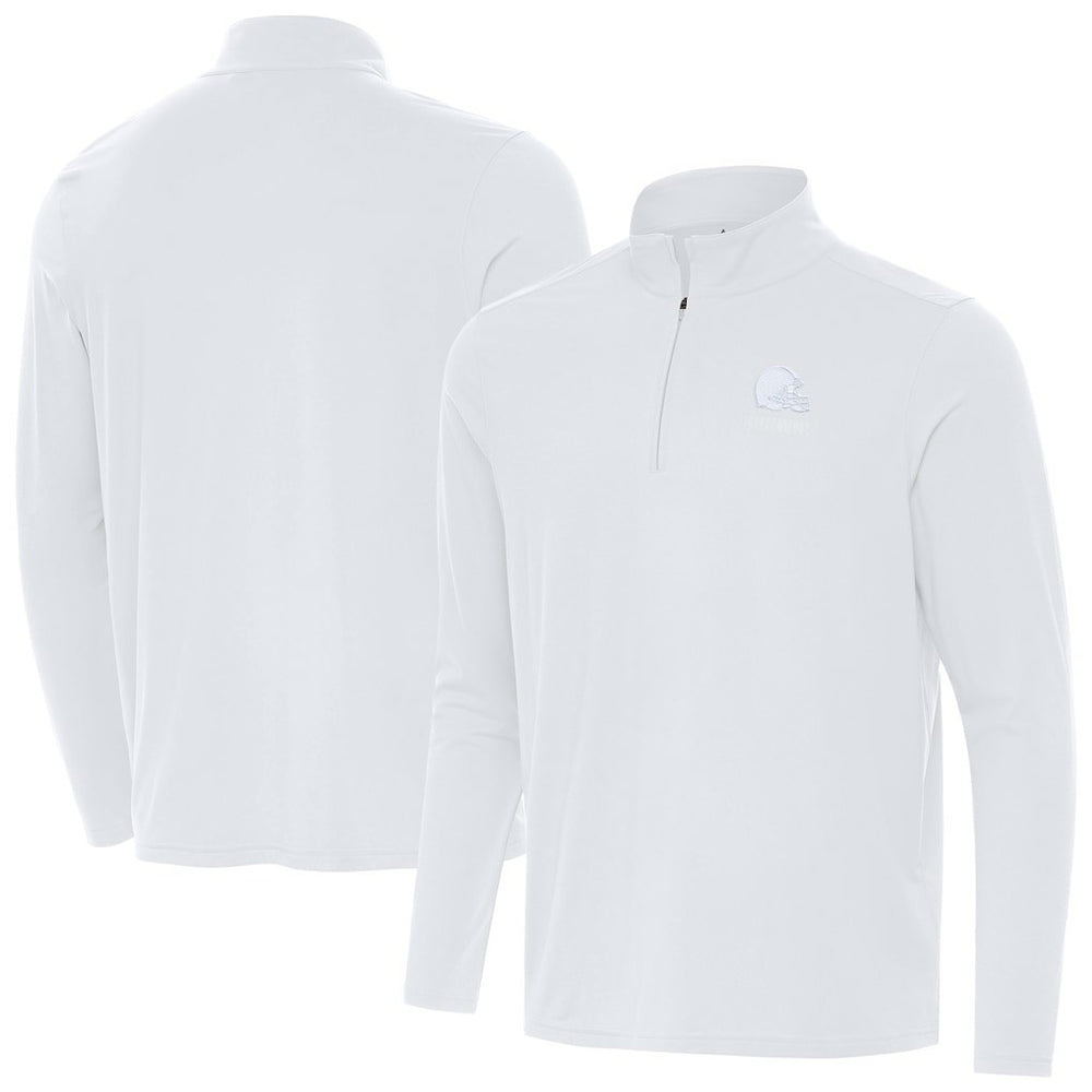 Cleveland Browns Antigua Intent Quarter-Zip Jacket - White - NFL