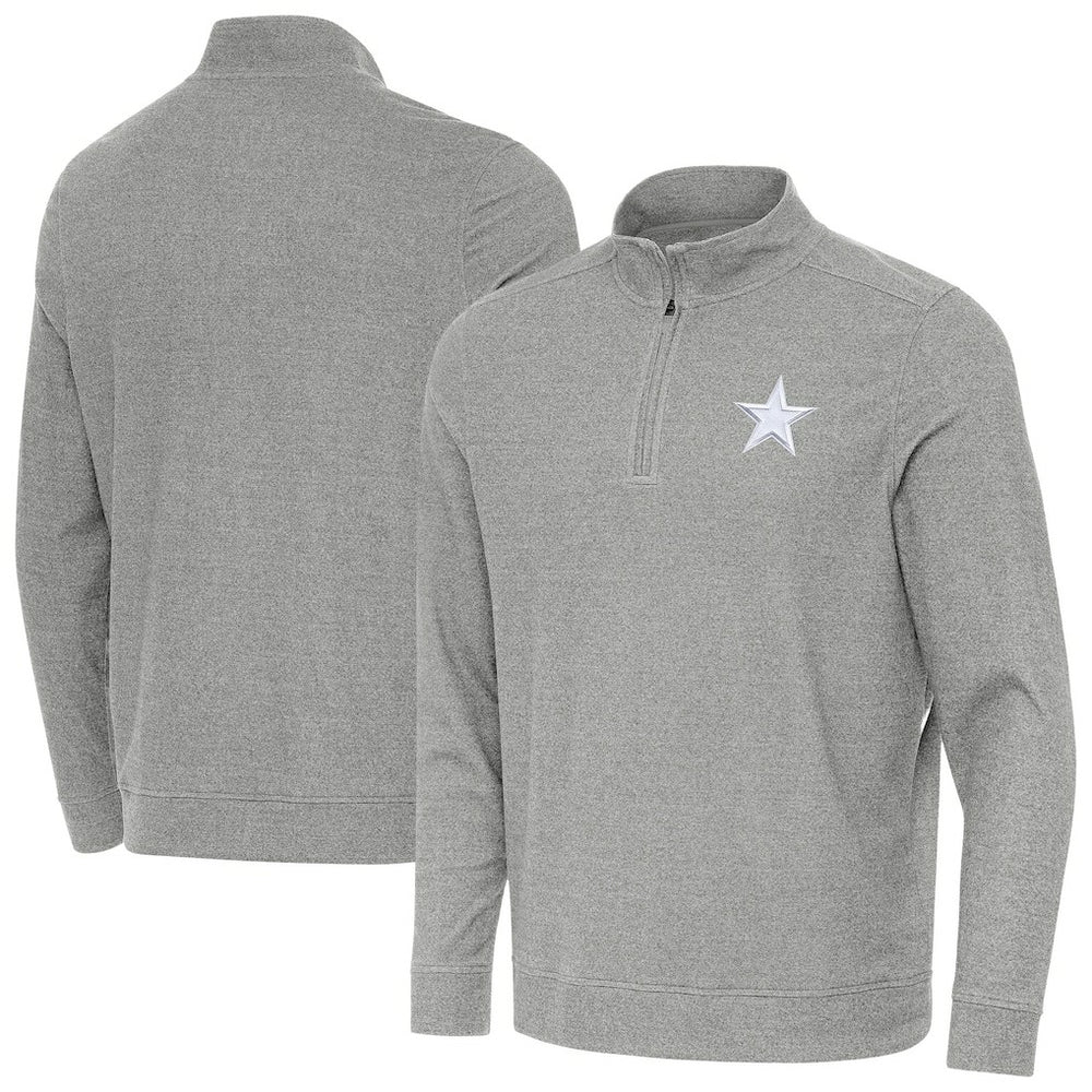 Dallas Cowboys Antigua Subtle Quarter-Zip Jacket - Heather Gray - NFL