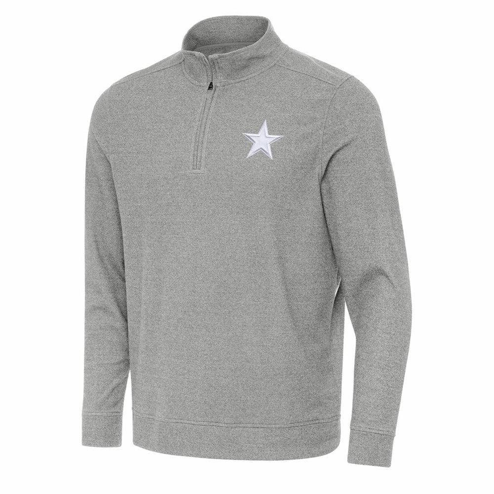 Dallas Cowboys Antigua Subtle Quarter-Zip Jacket - Heather Gray - NFL