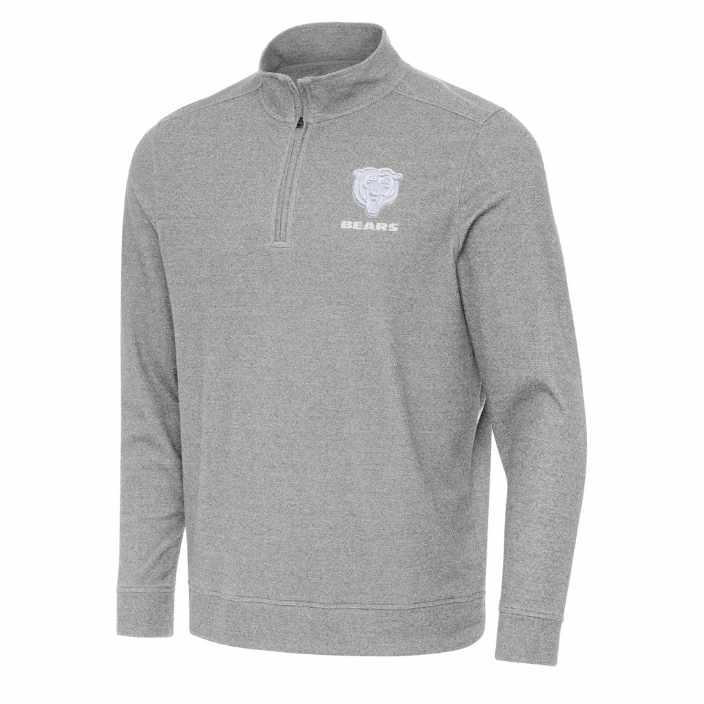 Chicago Bears Antigua Subtle Quarter-Zip Jacket - Heather Gray - NFL