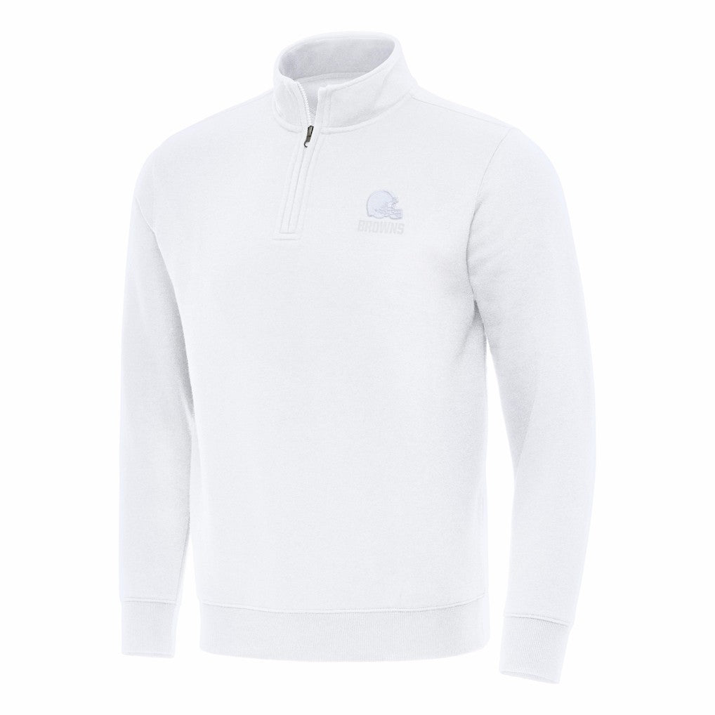 Cleveland Browns Antigua Victory Quarter-Zip Top - White - NFL