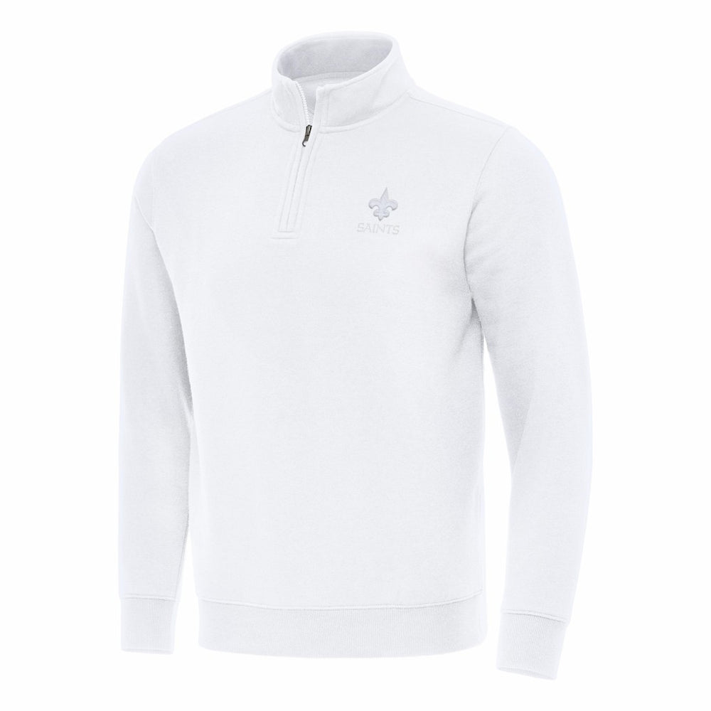 New Orleans Saints Antigua Victory Quarter-Zip Top - White - NFL