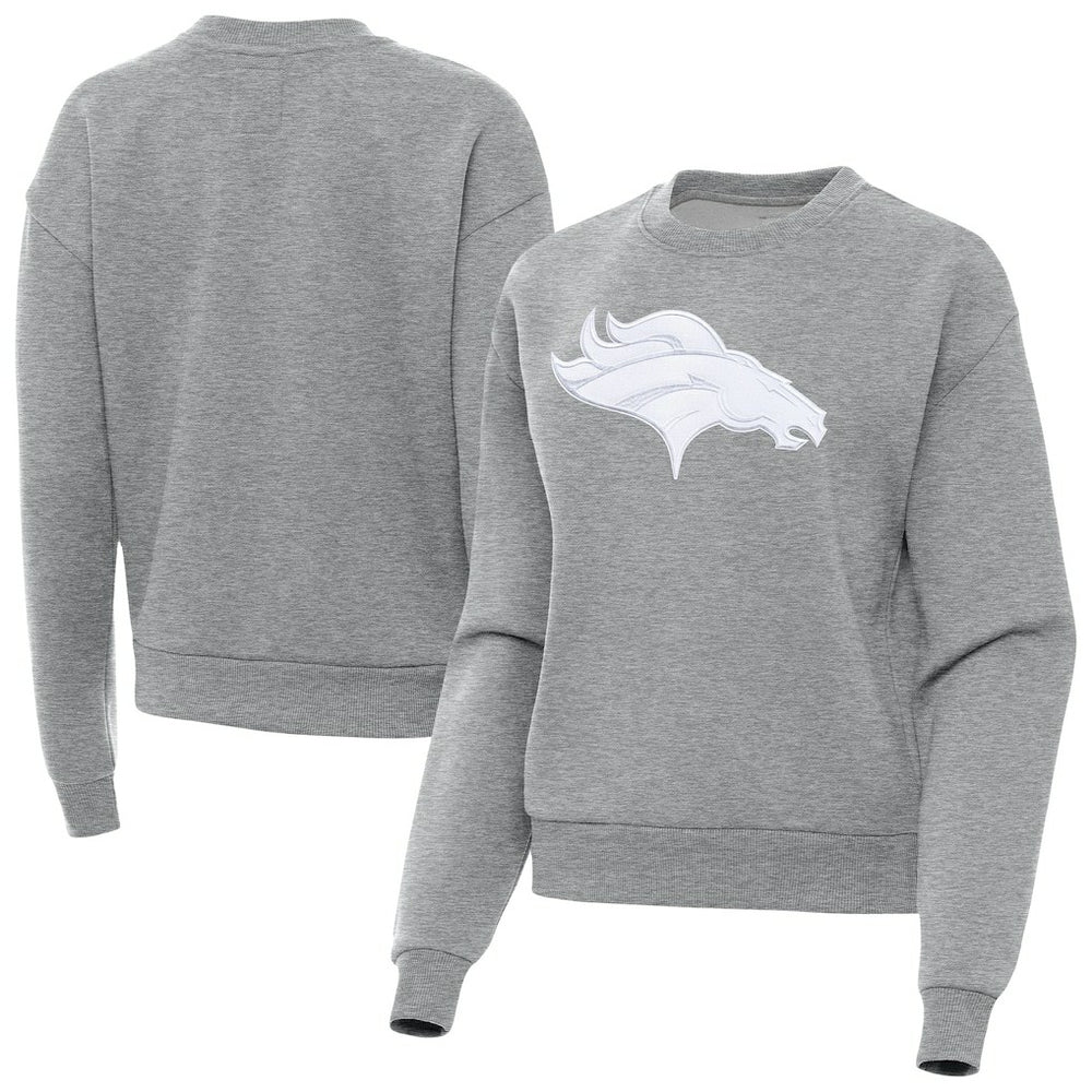 Denver Broncos Antigua Women's Victory Pullover Sweatshirt - Heather Gray - NFL