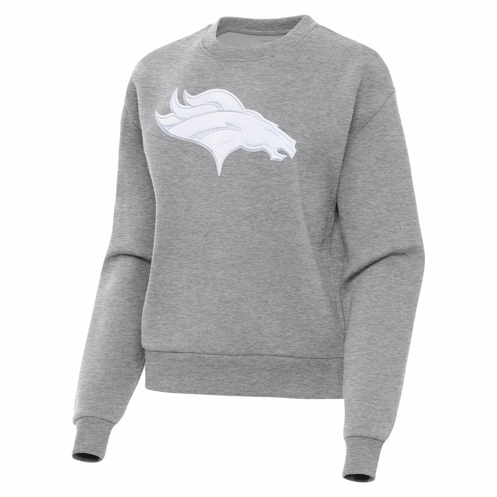 Denver Broncos Antigua Women's Victory Pullover Sweatshirt - Heather Gray - NFL