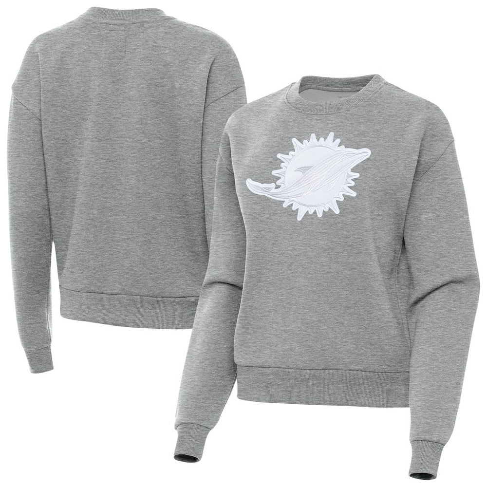 Miami Dolphins Antigua Women's Victory Pullover Sweatshirt - Heather Gray - NFL