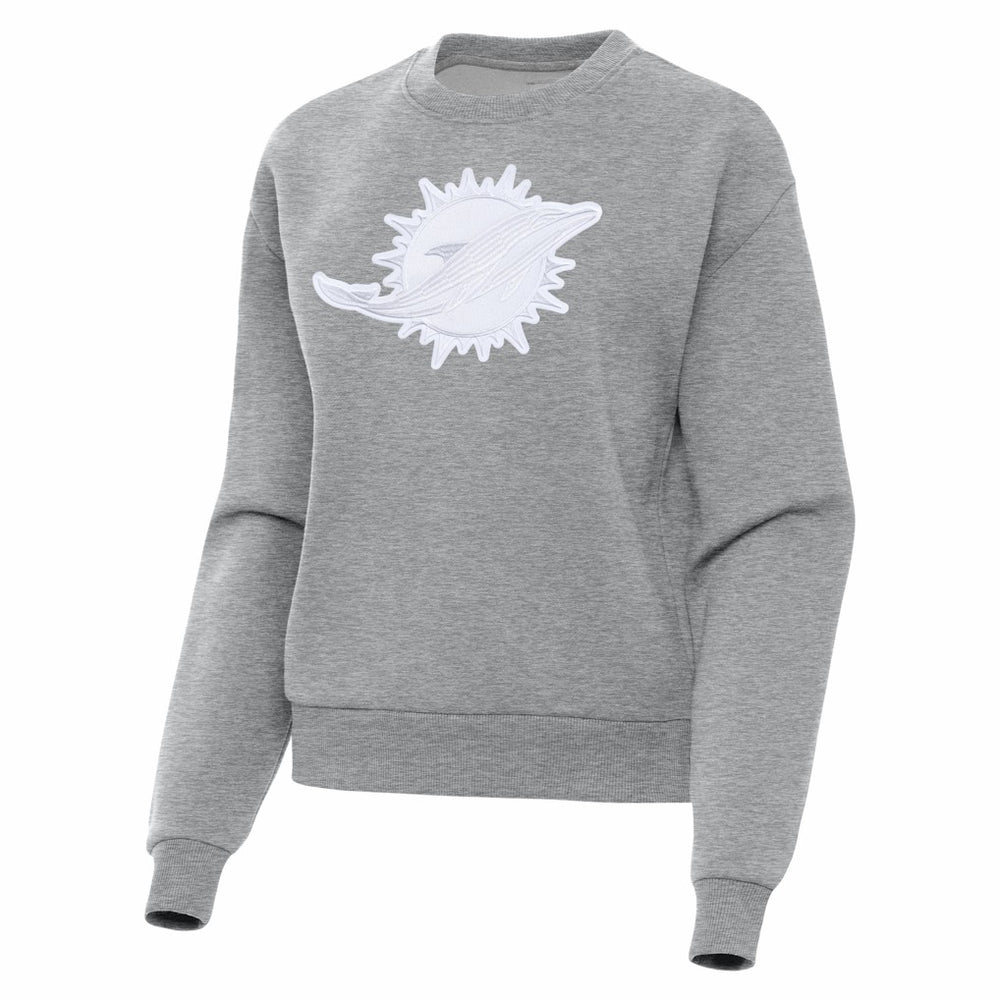 Miami Dolphins Antigua Women's Victory Pullover Sweatshirt - Heather Gray - NFL