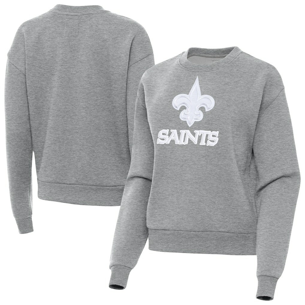 New Orleans Saints Antigua Women's Victory Pullover Sweatshirt - Heather Gray - NFL