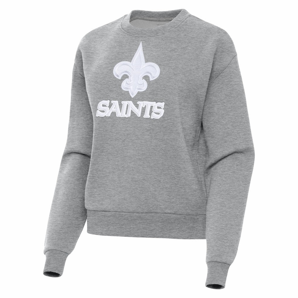 New Orleans Saints Antigua Women's Victory Pullover Sweatshirt - Heather Gray - NFL