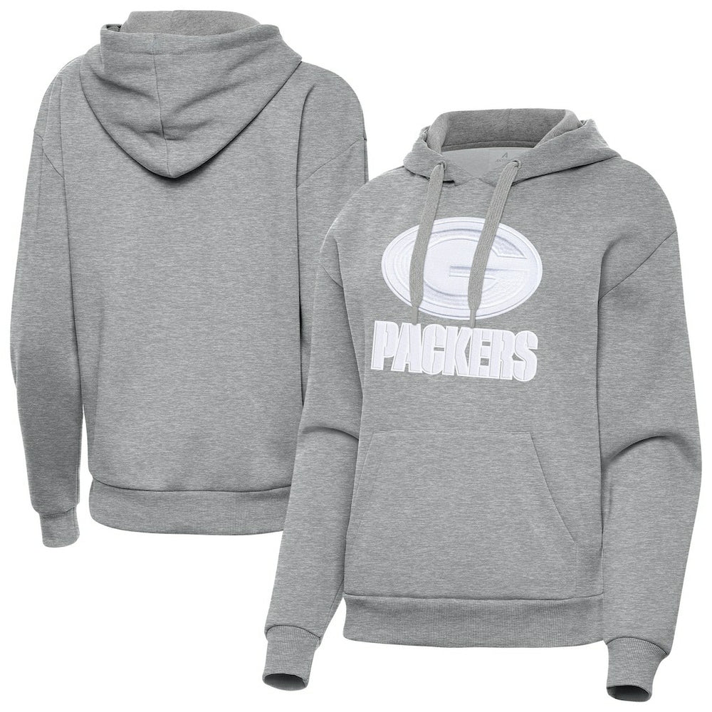 Green Bay Packers Antigua Women's Victory Pullover Hoodie - Heather Gray - NFL
