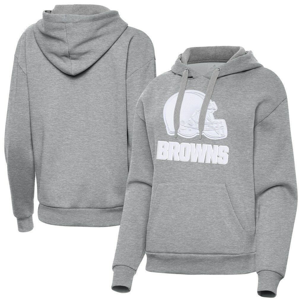 Cleveland Browns Antigua Women's Victory Pullover Hoodie - Heather Gray - NFL