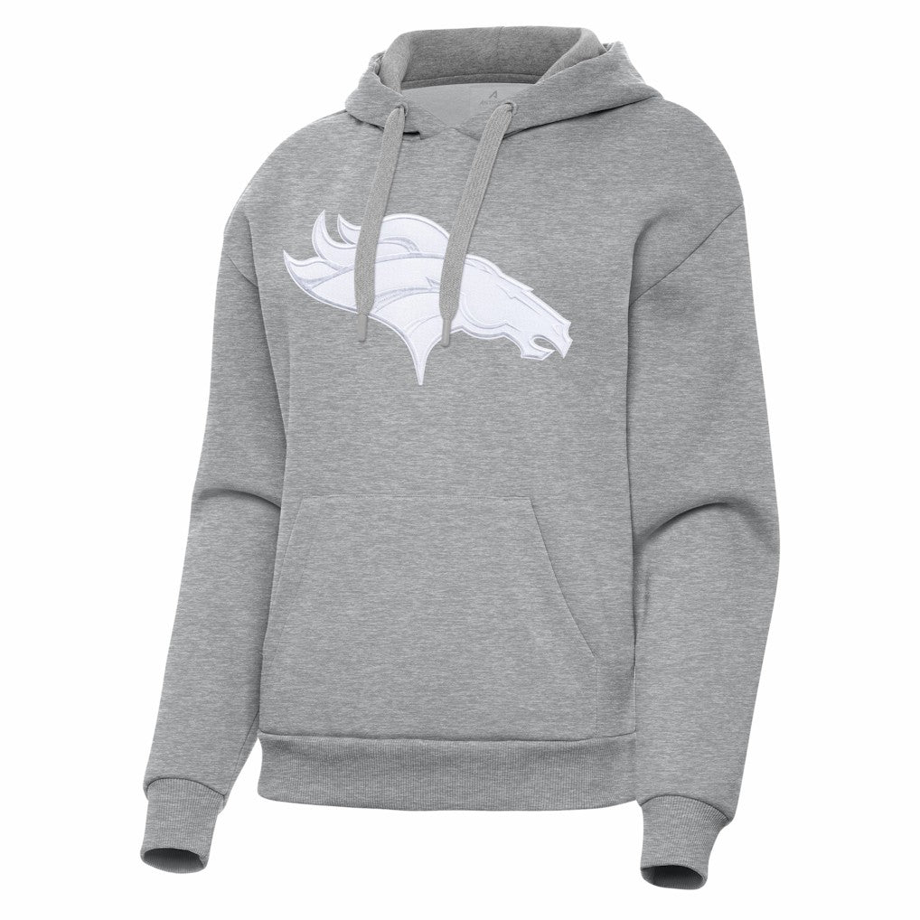 Denver Broncos Antigua Women's Victory Pullover Hoodie - Heather Gray - NFL