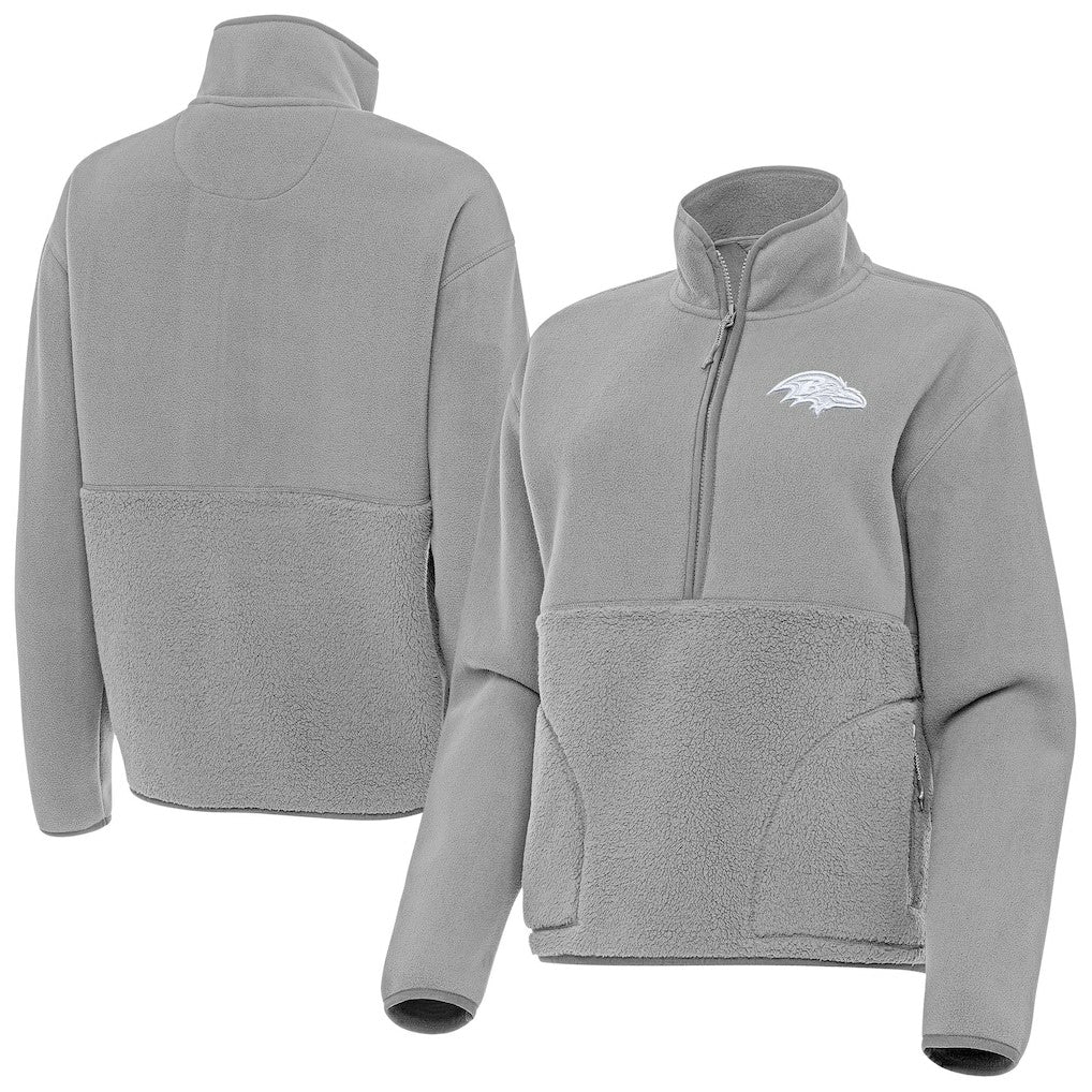 Baltimore Ravens Antigua Women's Figure Half-Zip Sweatshirt - Gray - NFL