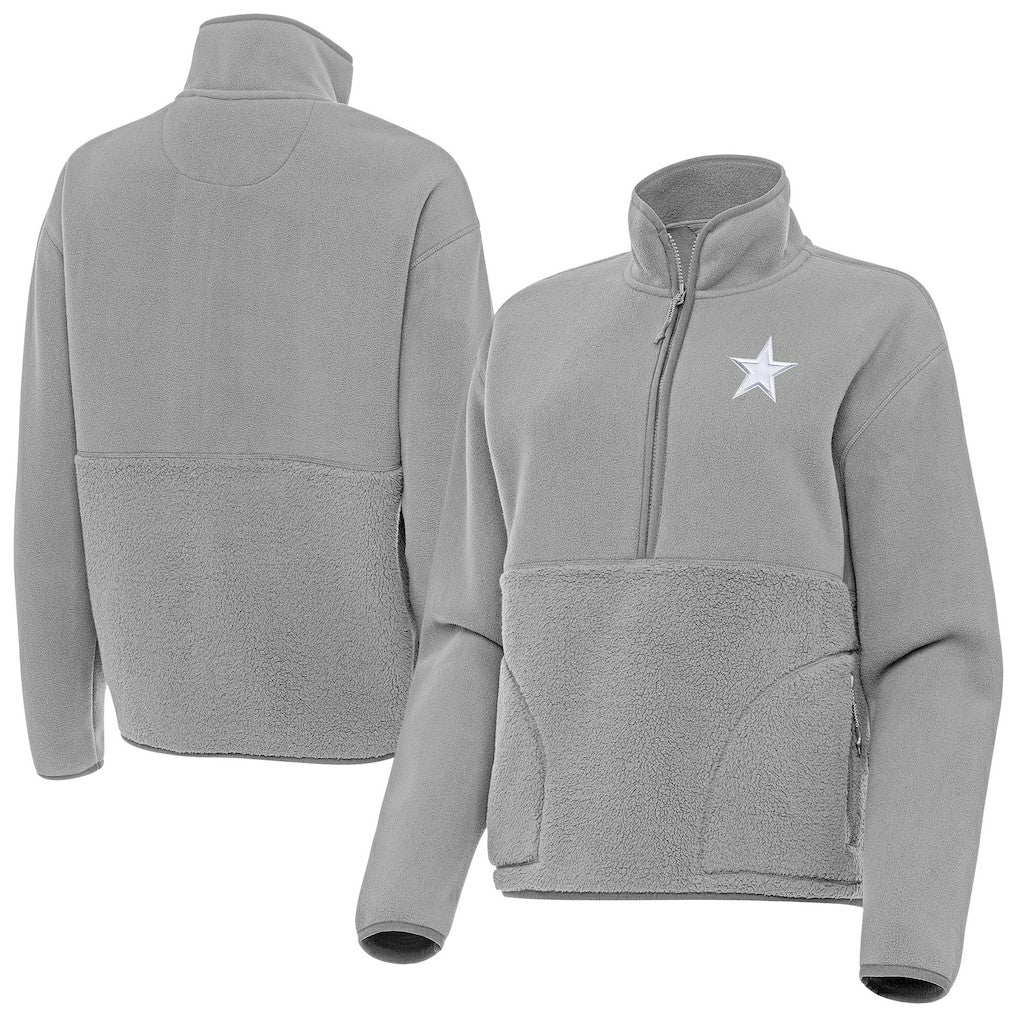 Dallas Cowboys Antigua Women's Figure Half-Zip Sweatshirt - Gray - NFL