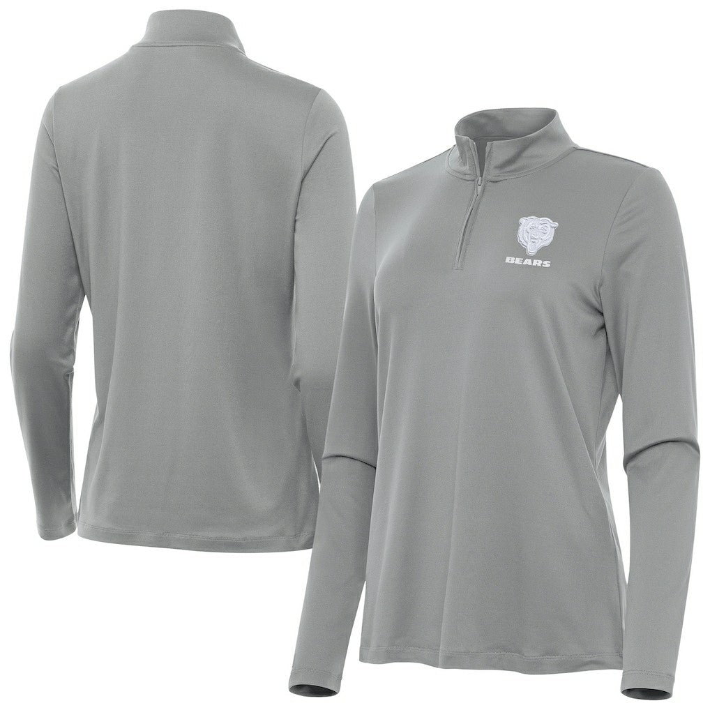Chicago Bears Antigua Women's Reprocess Quarter-Zip Top - Gray - NFL