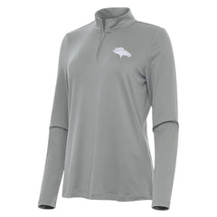 Denver Broncos Antigua Women's Reprocess Quarter-Zip Top - Gray - NFL