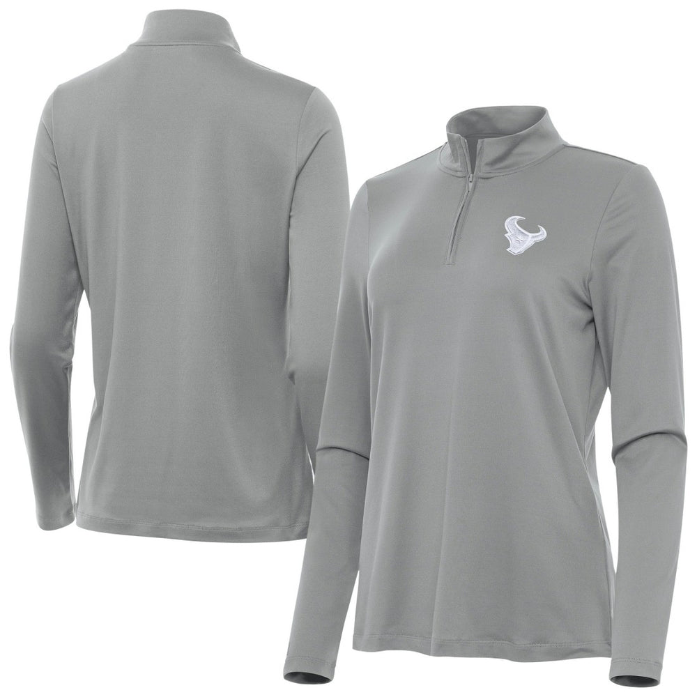 Houston Texans Antigua Women's Reprocess Quarter-Zip Top - Gray - NFL