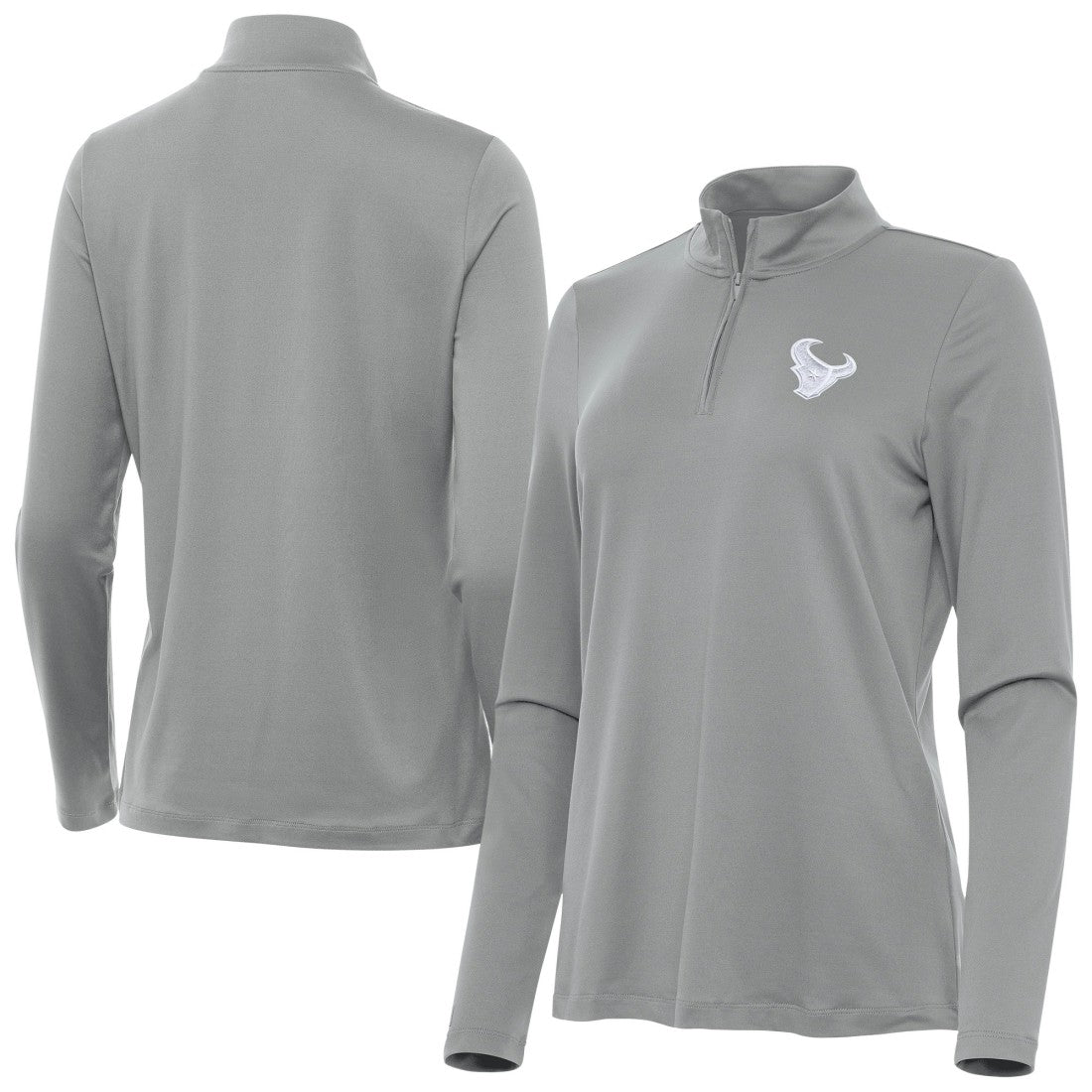 Houston Texans Antigua Women's Reprocess Quarter-Zip Top - Gray - NFL