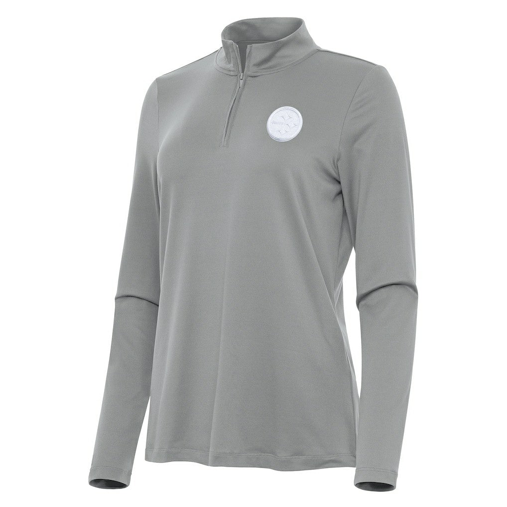 Pittsburgh Steelers Antigua Women's Reprocess Quarter-Zip Top - Gray - NFL