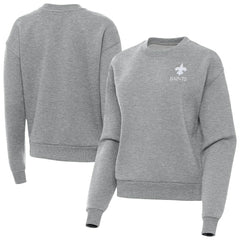 New Orleans Saints Antigua Women's Victory Crew Pullover Sweatshirt - Heather Gray - NFL