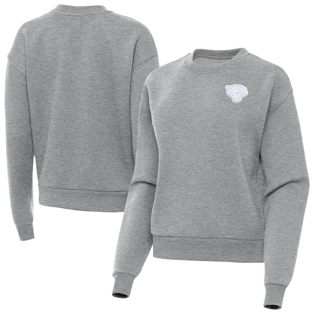 Jacksonville Jaguars Antigua Women's Victory Crew Pullover Sweatshirt - Heather Gray - NFL