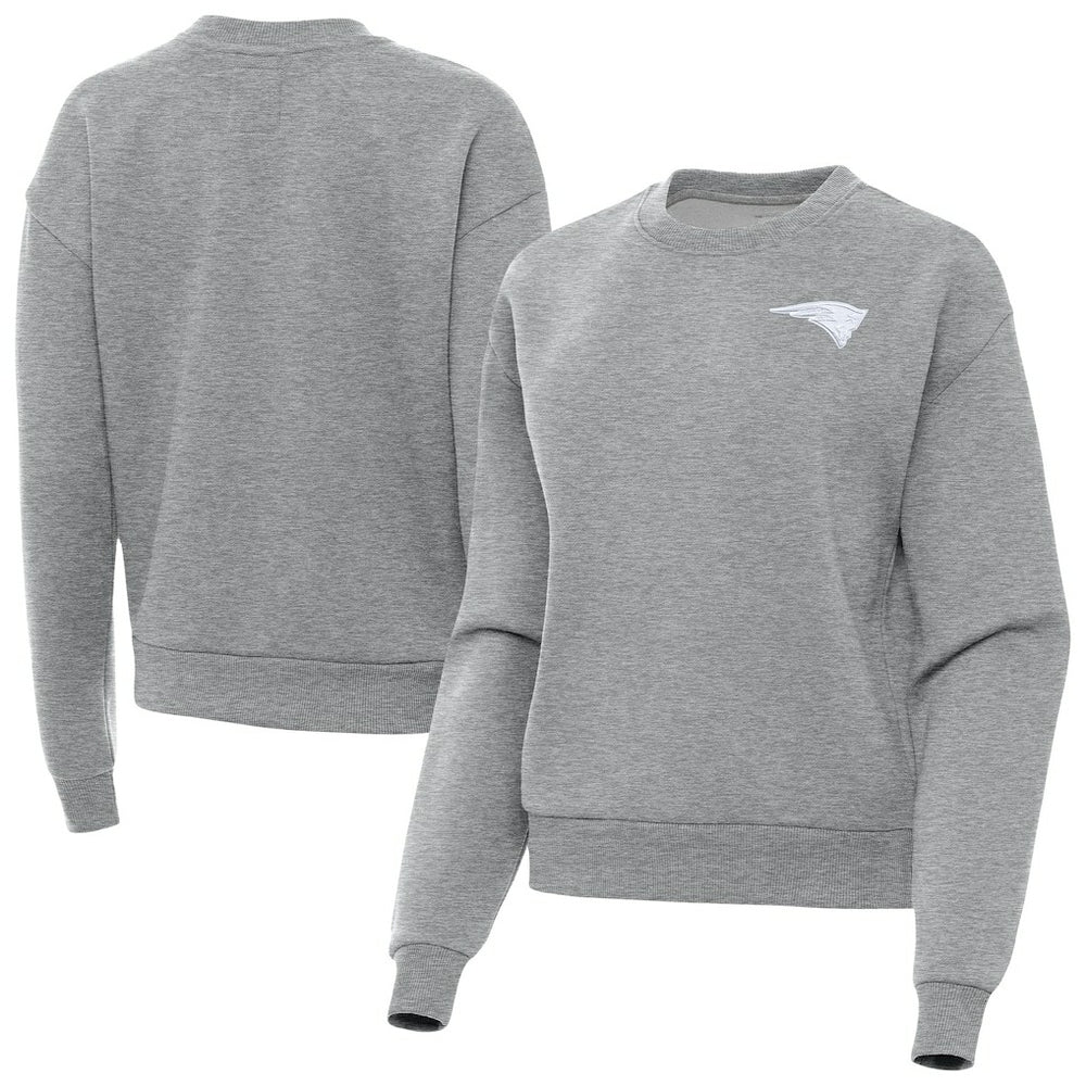 New England Patriots Antigua Women's Victory Crew Pullover Sweatshirt - Heather Gray - NFL