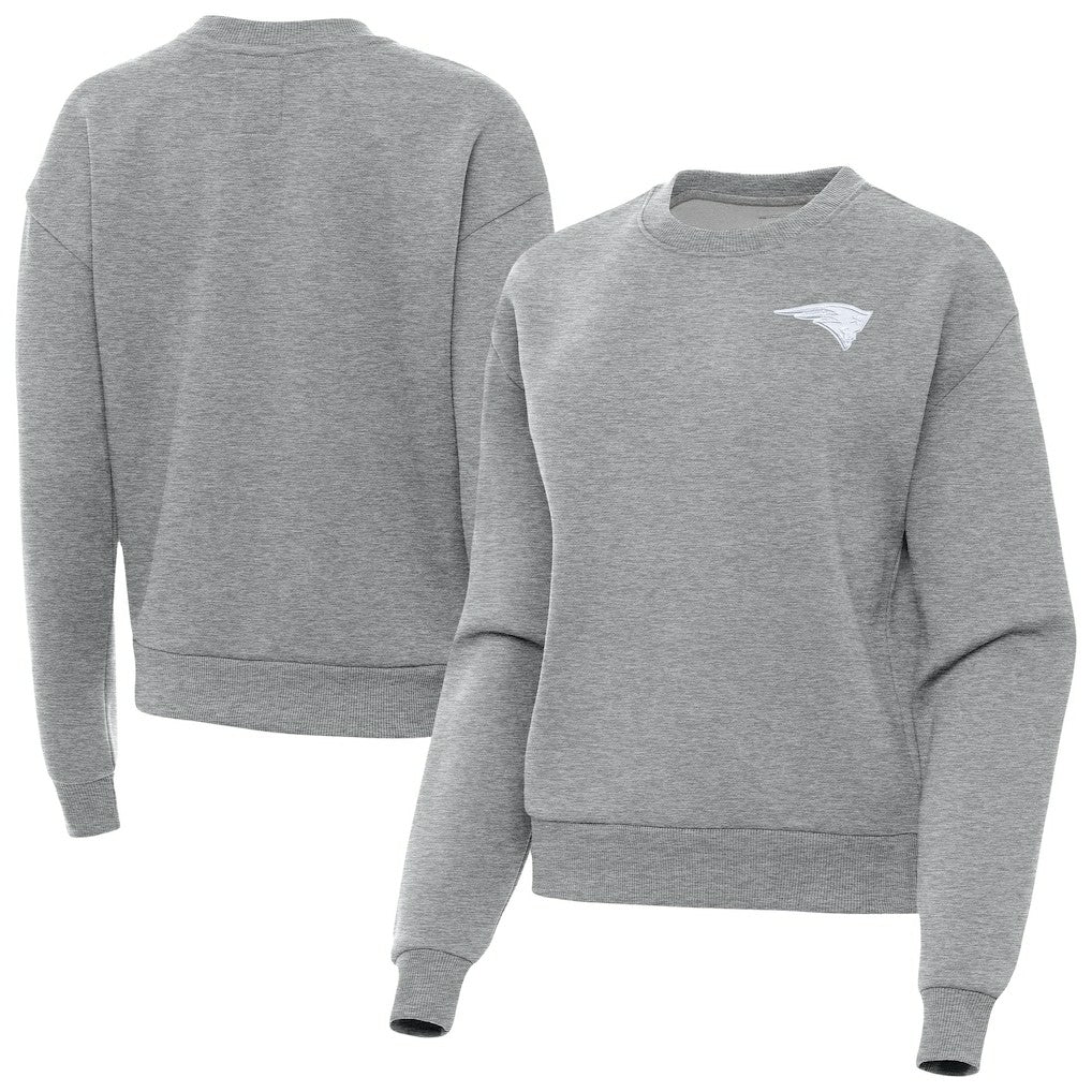 New England Patriots Antigua Women's Victory Crew Pullover Sweatshirt - Heather Gray - NFL