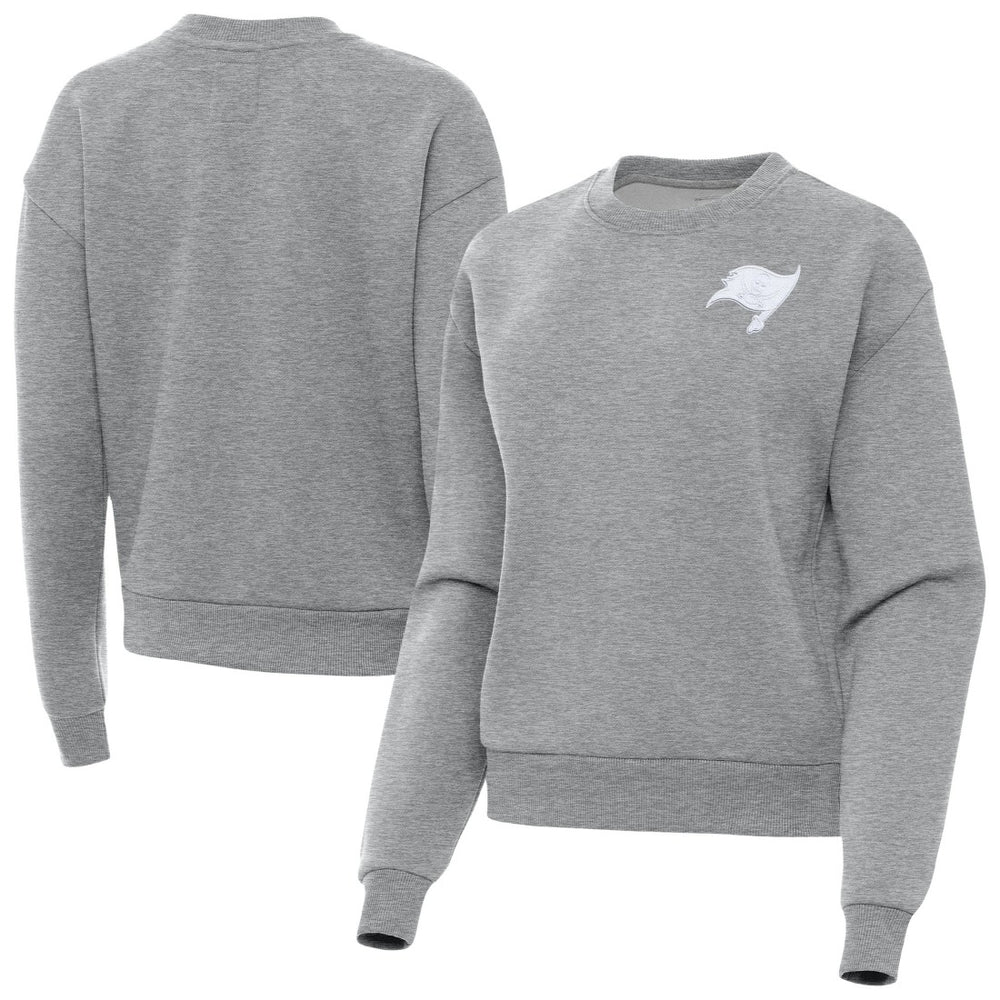 Tampa Bay Buccaneers Antigua Women's Victory Crew Pullover Sweatshirt - Heather Gray - NFL