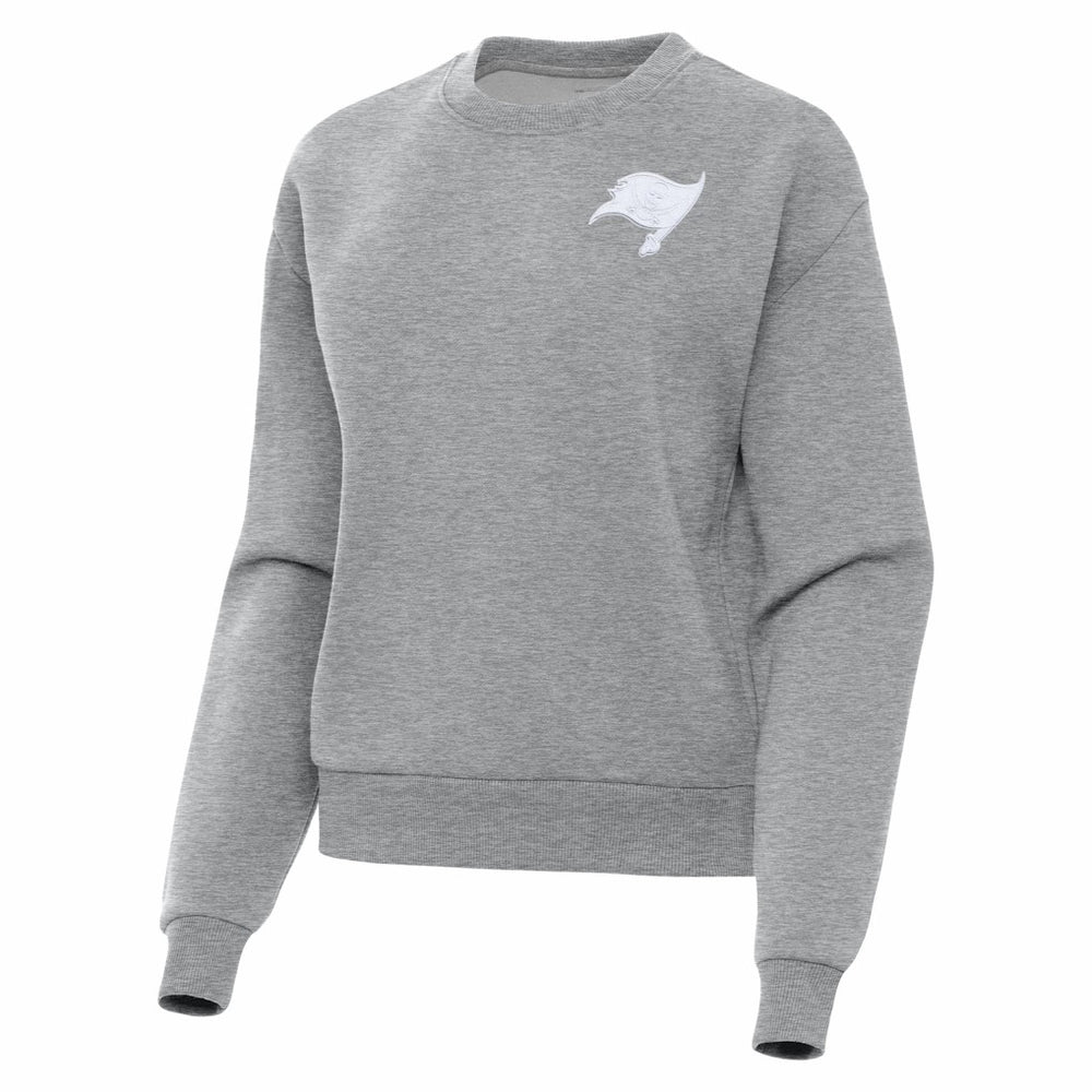 Tampa Bay Buccaneers Antigua Women's Victory Crew Pullover Sweatshirt - Heather Gray - NFL