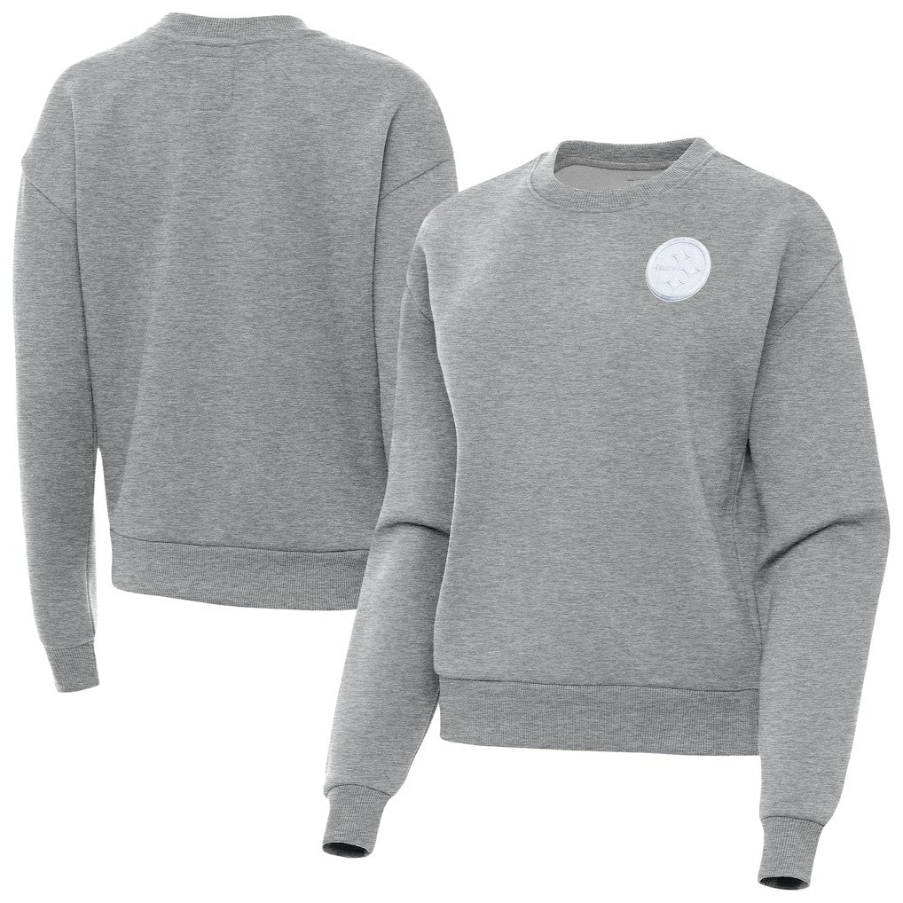 Pittsburgh Steelers Antigua Women's Victory Crew Pullover Sweatshirt - Heather Gray - NFL