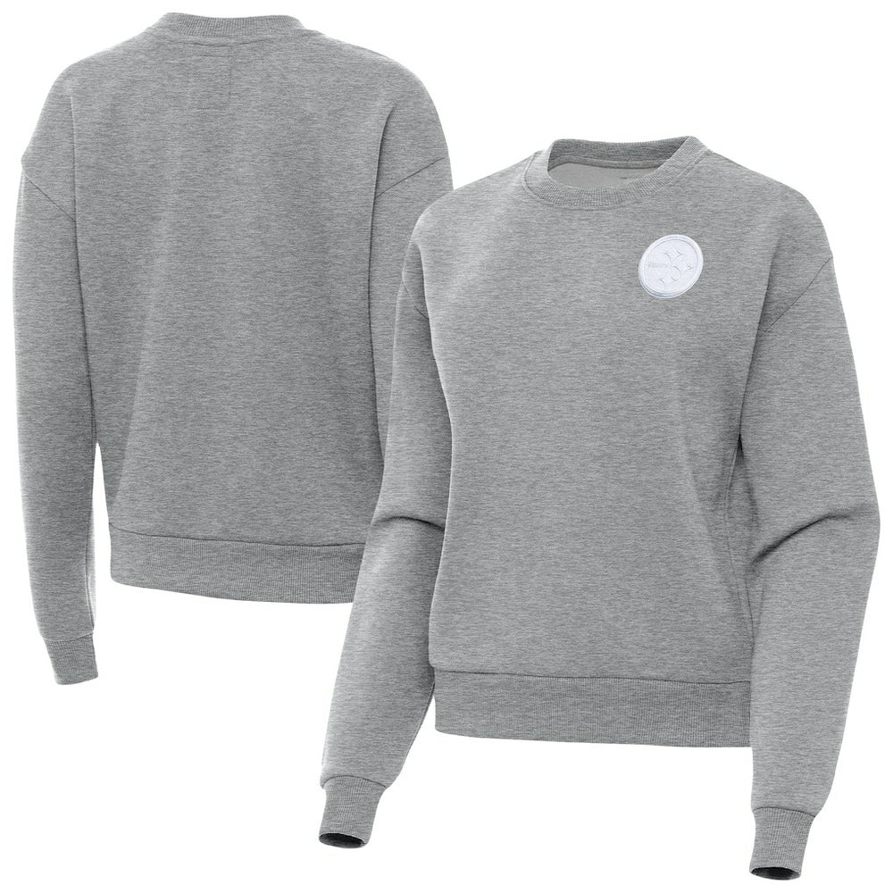 Pittsburgh Steelers Antigua Women's Victory Crew Pullover Sweatshirt - Heather Gray - NFL