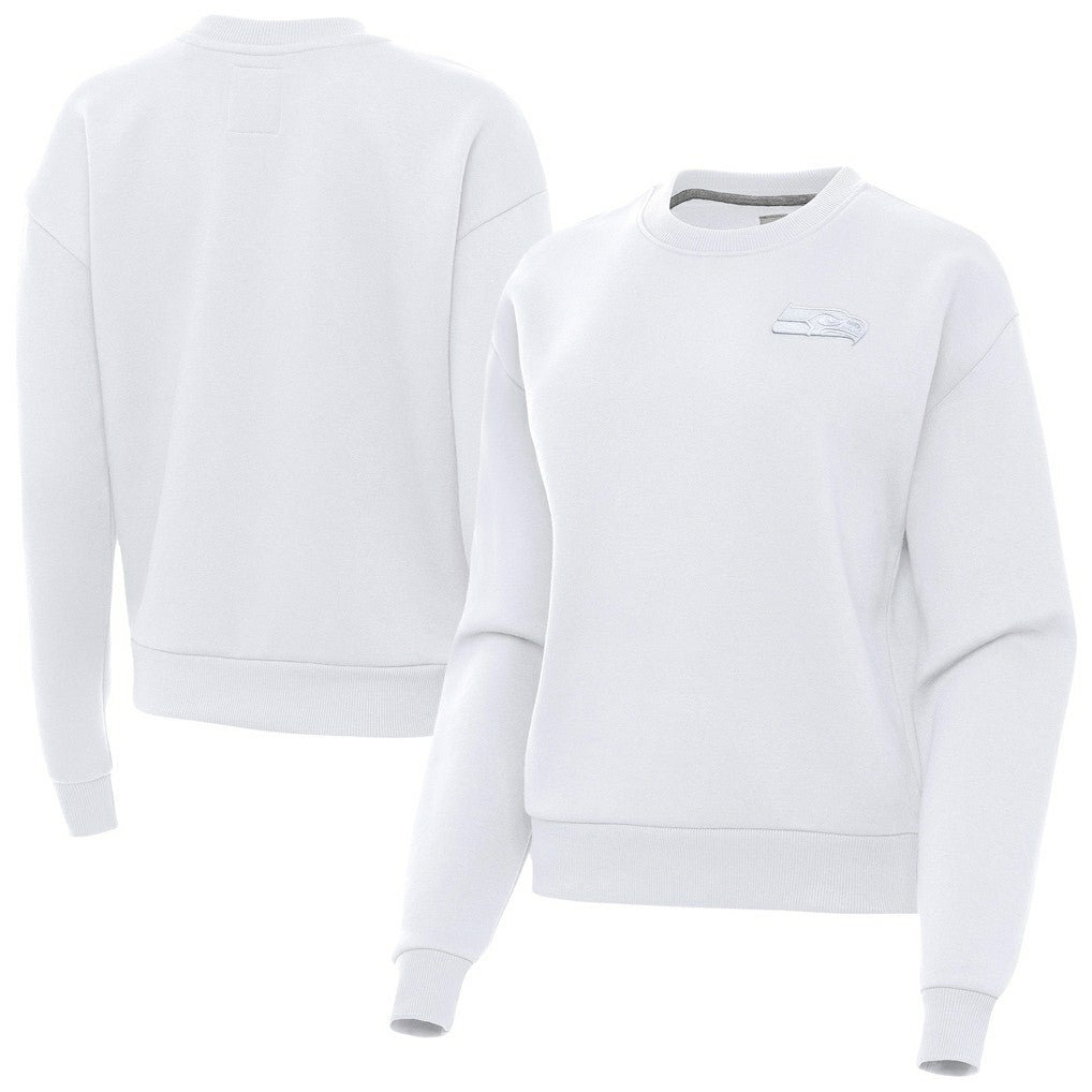 Seattle Seahawks Antigua Women's Victory Crew Pullover Sweatshirt - White - NFL