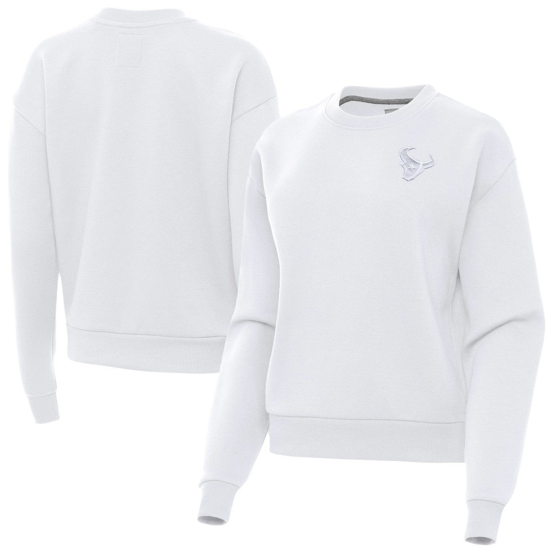 Houston Texans Antigua Women's Victory Crew Pullover Sweatshirt - White - NFL