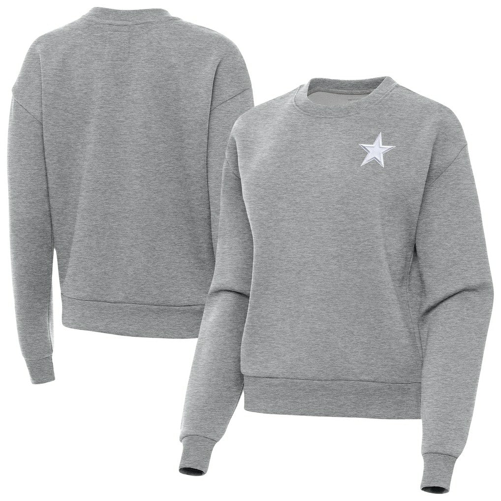 Dallas Cowboys Antigua Women's Victory Crew Pullover Sweatshirt - Heather Gray - NFL