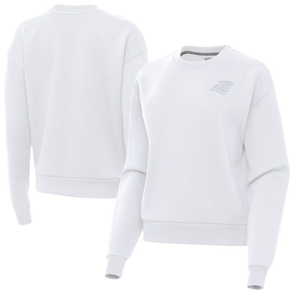 Carolina Panthers Antigua Women's Victory Crew Pullover Sweatshirt - White - NFL