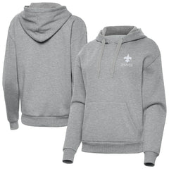 New Orleans Saints Antigua Women's Victory Pullover Hoodie - Heather Gray - NFL