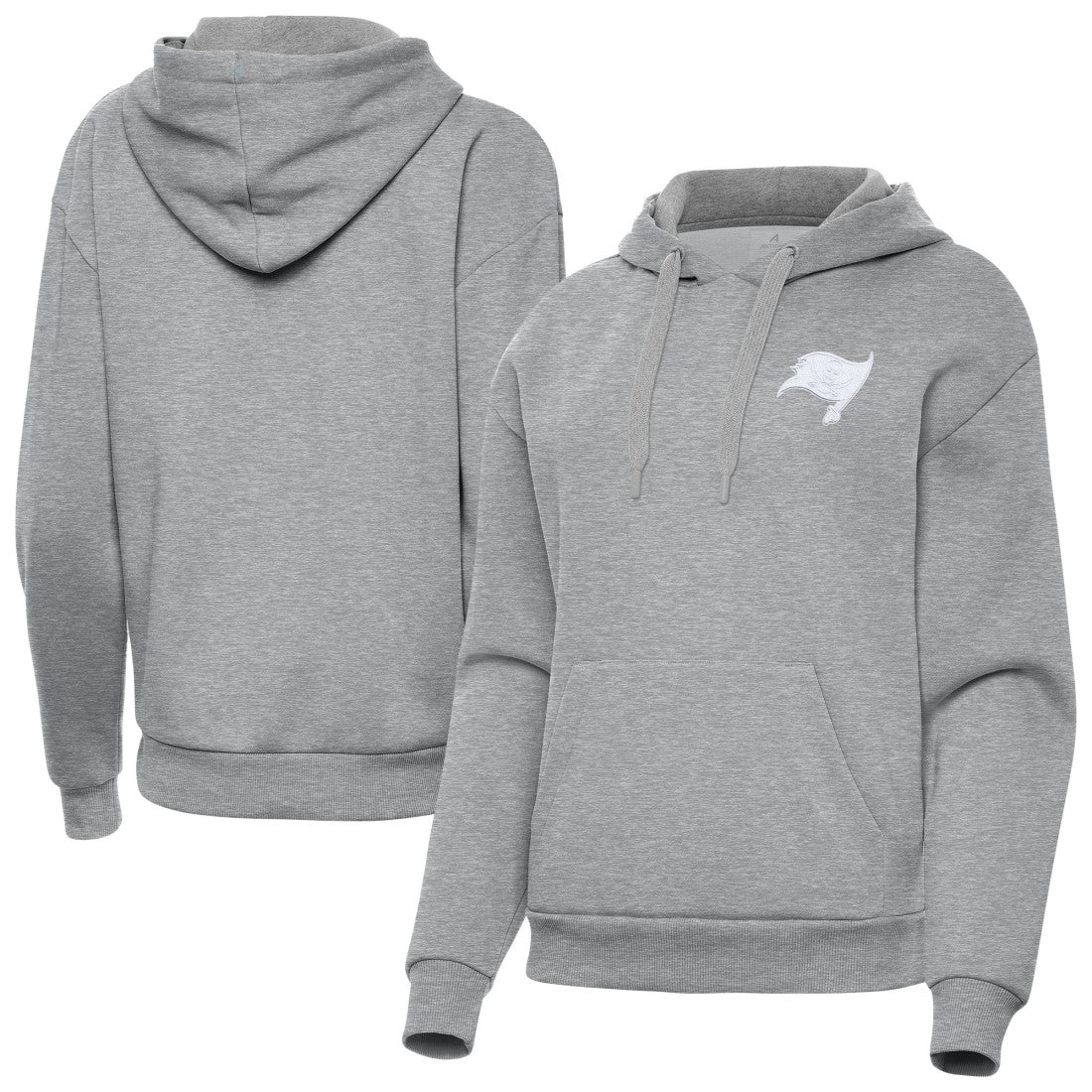 Tampa Bay Buccaneers Antigua Women's Victory Pullover Hoodie - Heather Gray - NFL
