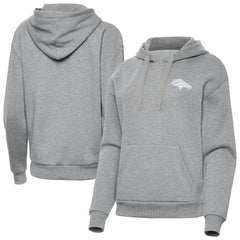 Denver Broncos Antigua Women's Victory Pullover Hoodie - Heather Gray - NFL