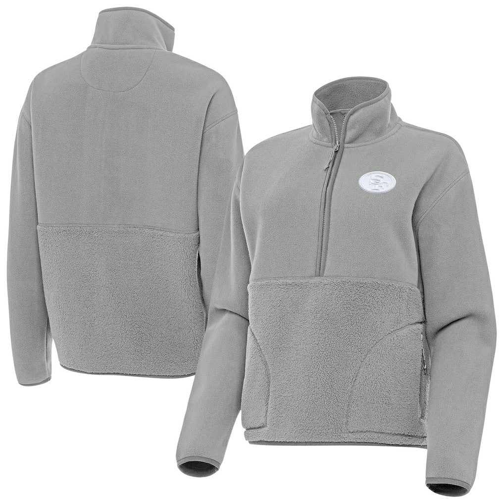 San Francisco 49ers Antigua Women's Figure Half-Zip Sweatshirt - Gray - NFL