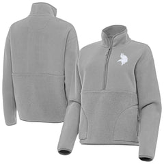 Minnesota Vikings Antigua Women's Figure Half-Zip Sweatshirt - Gray - NFL