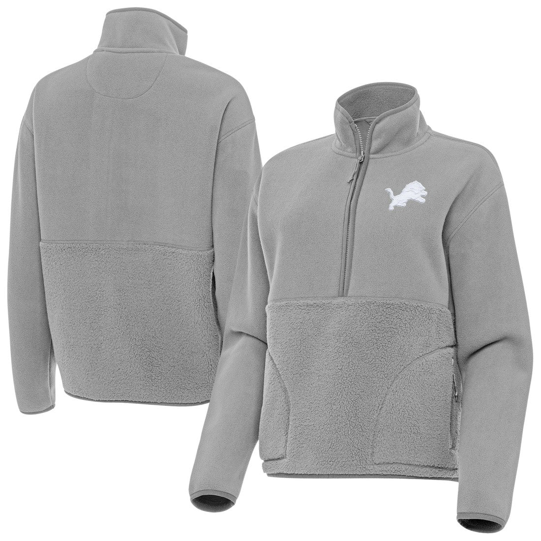 Detroit Lions Antigua Women's Figure Half-Zip Sweatshirt - Gray - NFL
