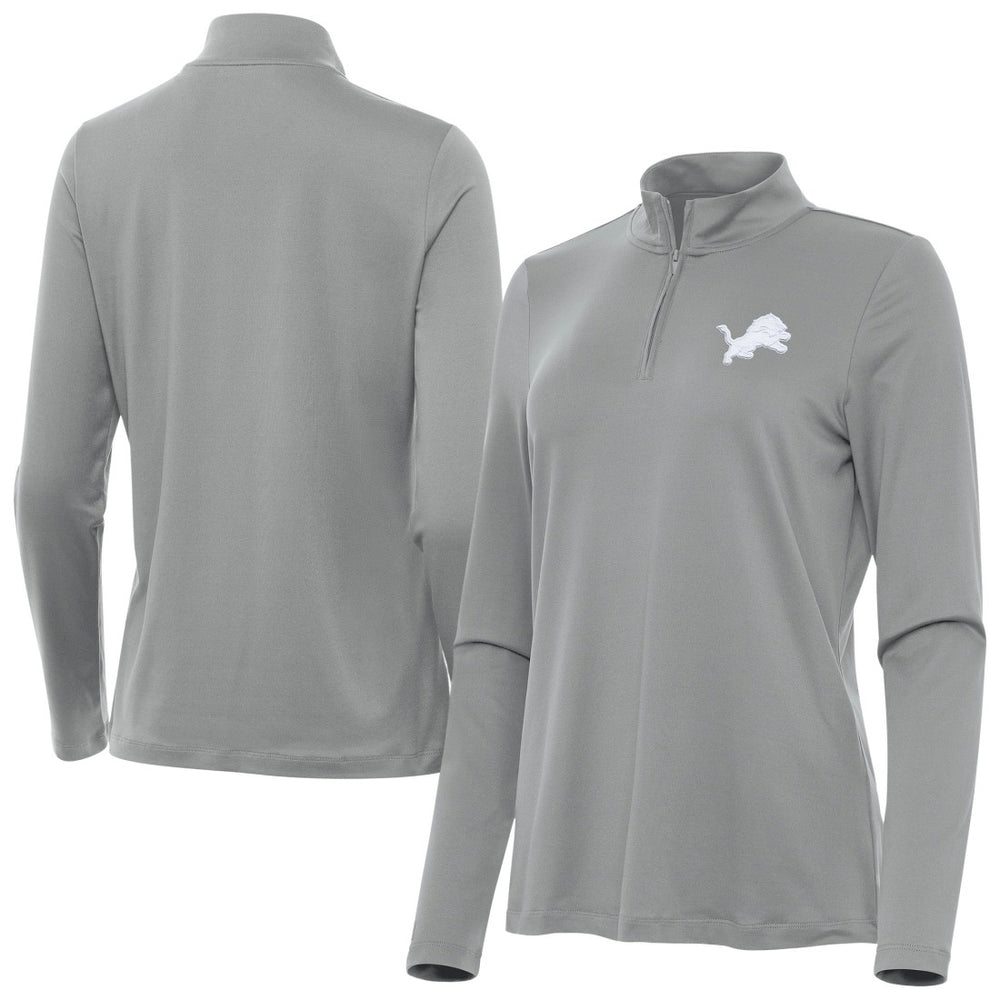 Detroit Lions Antigua Women's Reprocess Quarter-Zip Top - Gray - NFL